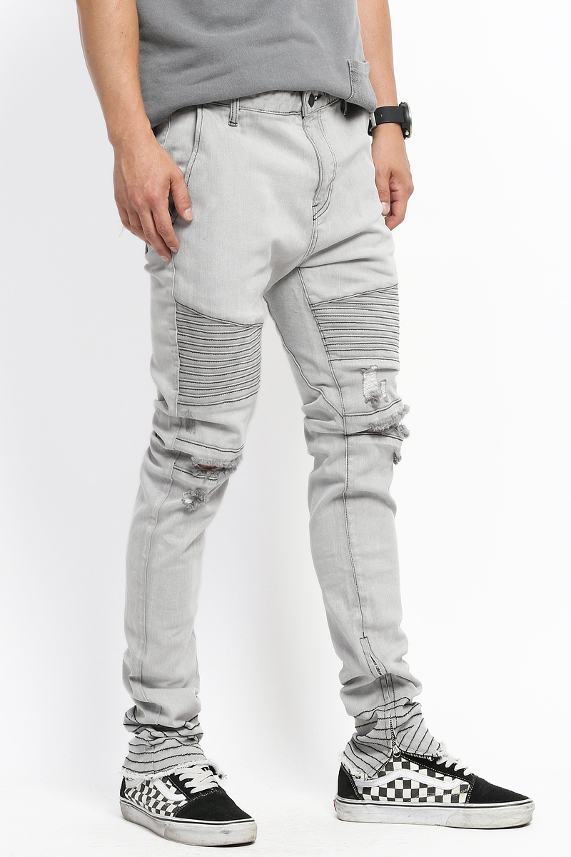 grey destroyed jeans